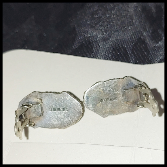 Vintage Sterling and Turquoise Earrings, Hallmarked - Picture 3 of 5